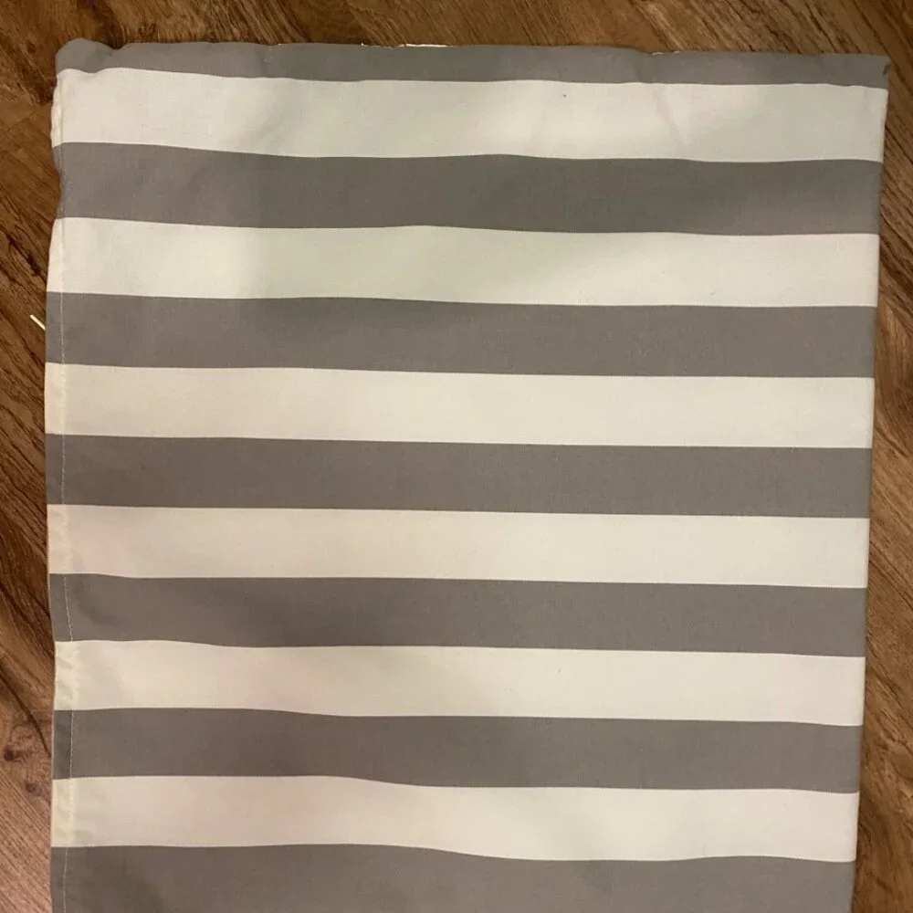 West Elm Gray & Off White Striped Indoor Outdoor Pillow Cover 23.5 x 20